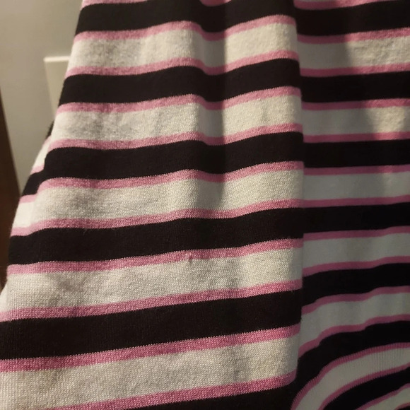Elle Black, White and Pink Striped Dolman Sleeve Embellished Sweater in Size XL - Picture 9 of 11